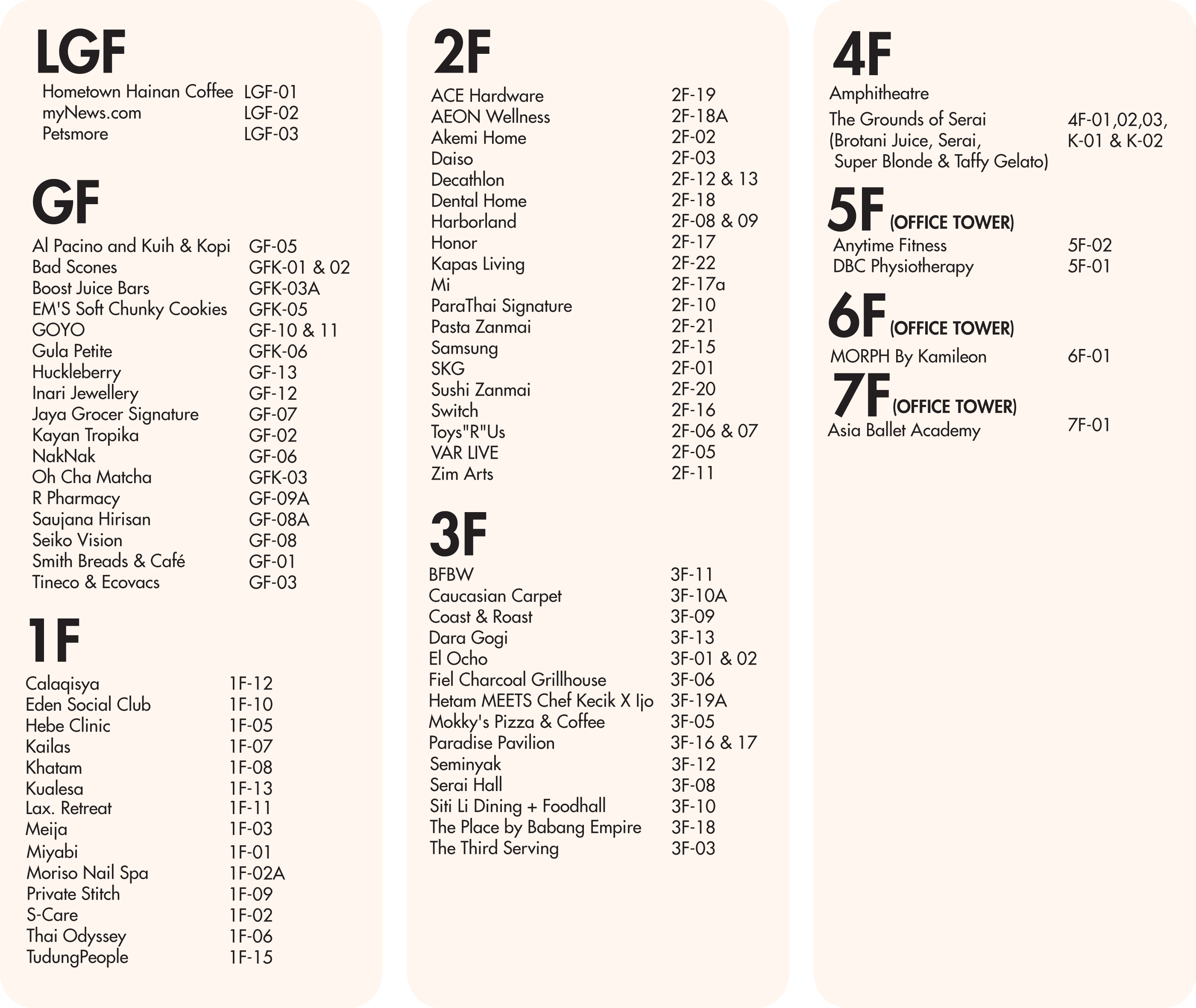 KLGCC Mall Directory