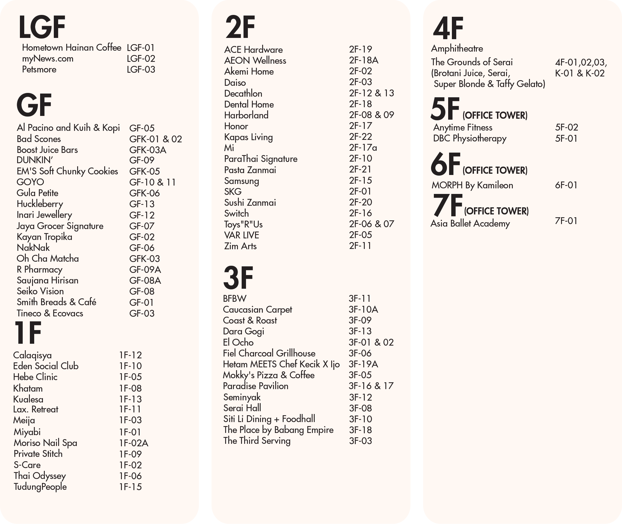 KLGCC Mall Directory